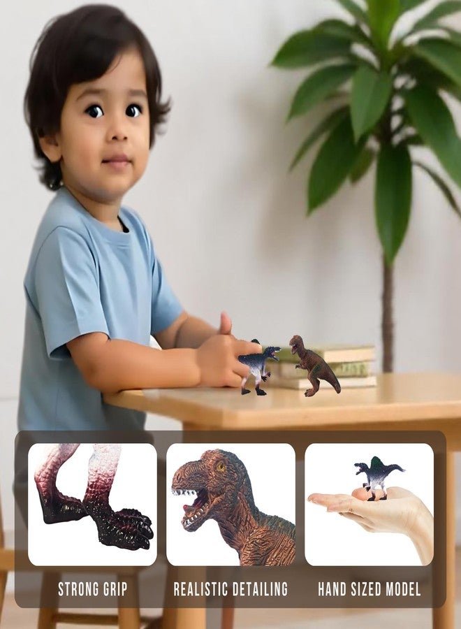 CRYA Spinosaurus and T Rex Toy Dinosaur Action Figure Set, Realistic Dinosaur Toys Set for Kids, 6 CM Spinosaurus and Trex Toy Dinosaur Set for Play, Jurassic Dino Toys for Boys & Girls (Small Combo) - Image 3